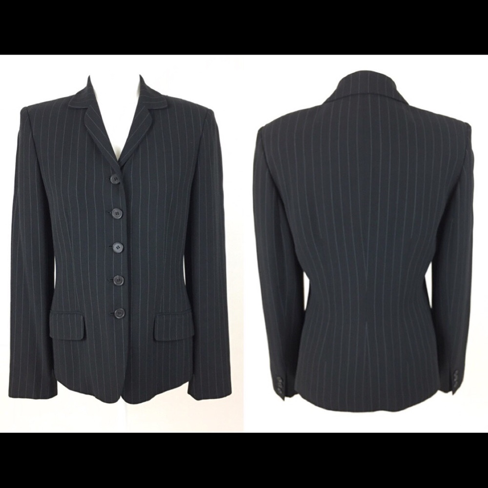Ann Taylor Black Striped Lined Top Career Size 4